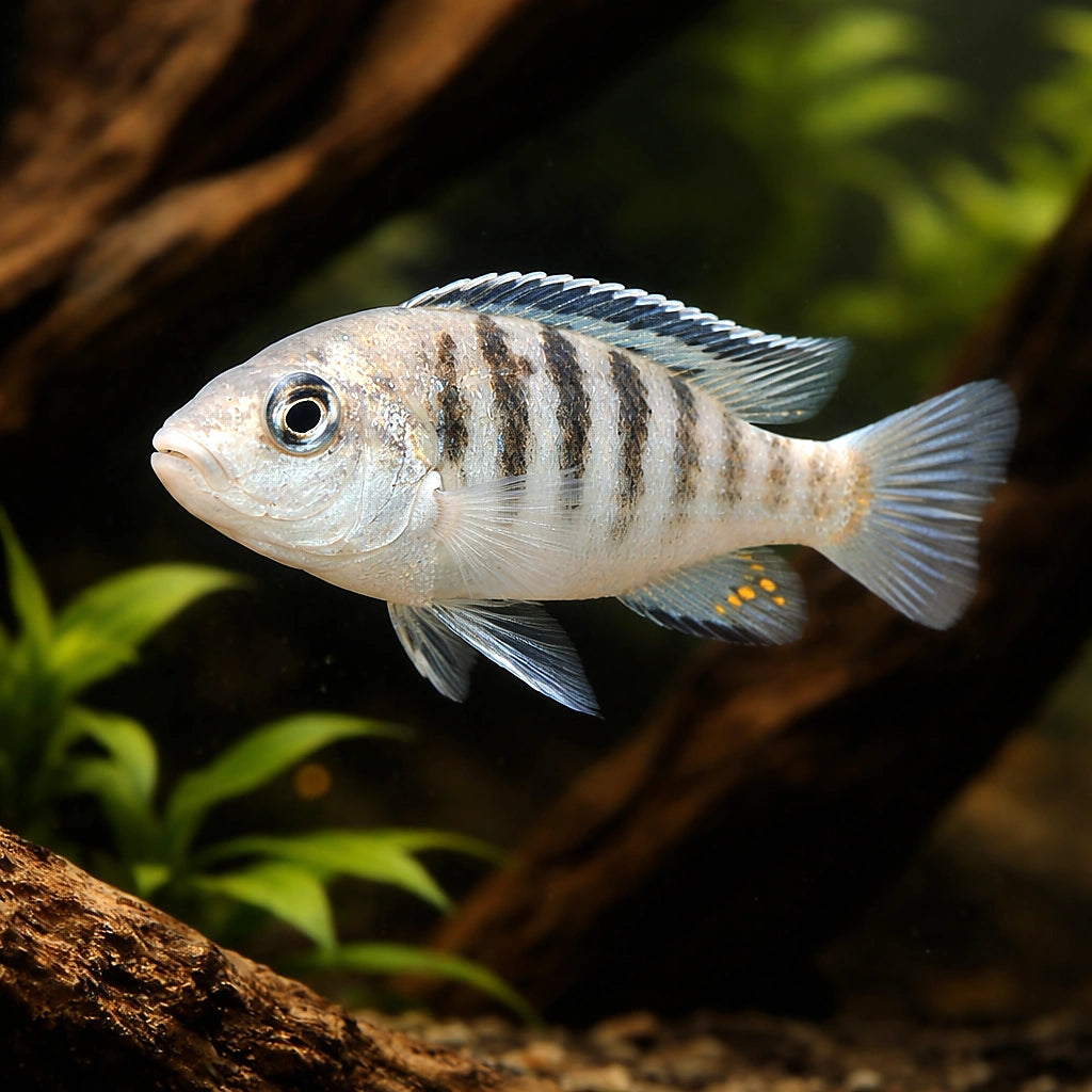African cichlids for sale UK — Lake Malawi Cichlids for sale UK — AI hero driftwood view