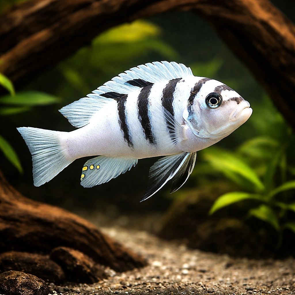 African cichlids for sale UK — Lake Malawi Cichlids for sale UK — AI hero driftwood view