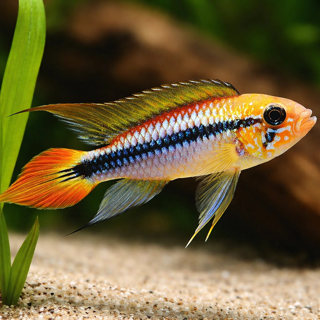 Agassiz' Dwarf Cichlid gold red (Apistogramma agassizi gold red) - Cichlid Fish for Sale UK — AI scale plant view