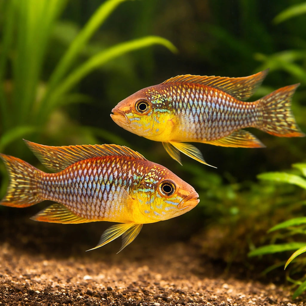 Agassiz' Dwarf Cichlid Santerem — tropical fish for sale UK — AI pair planted view