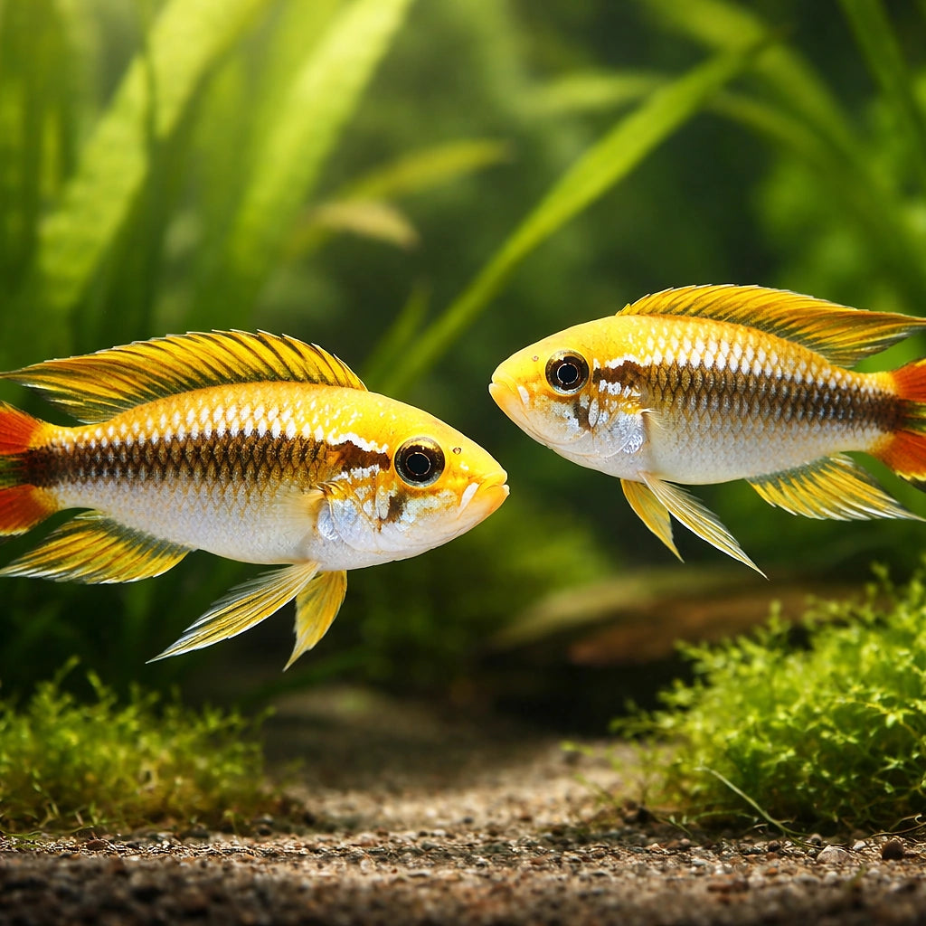 Agassiz´s blue dwarf cichlid — tropical fish for sale UK — AI pair planted view