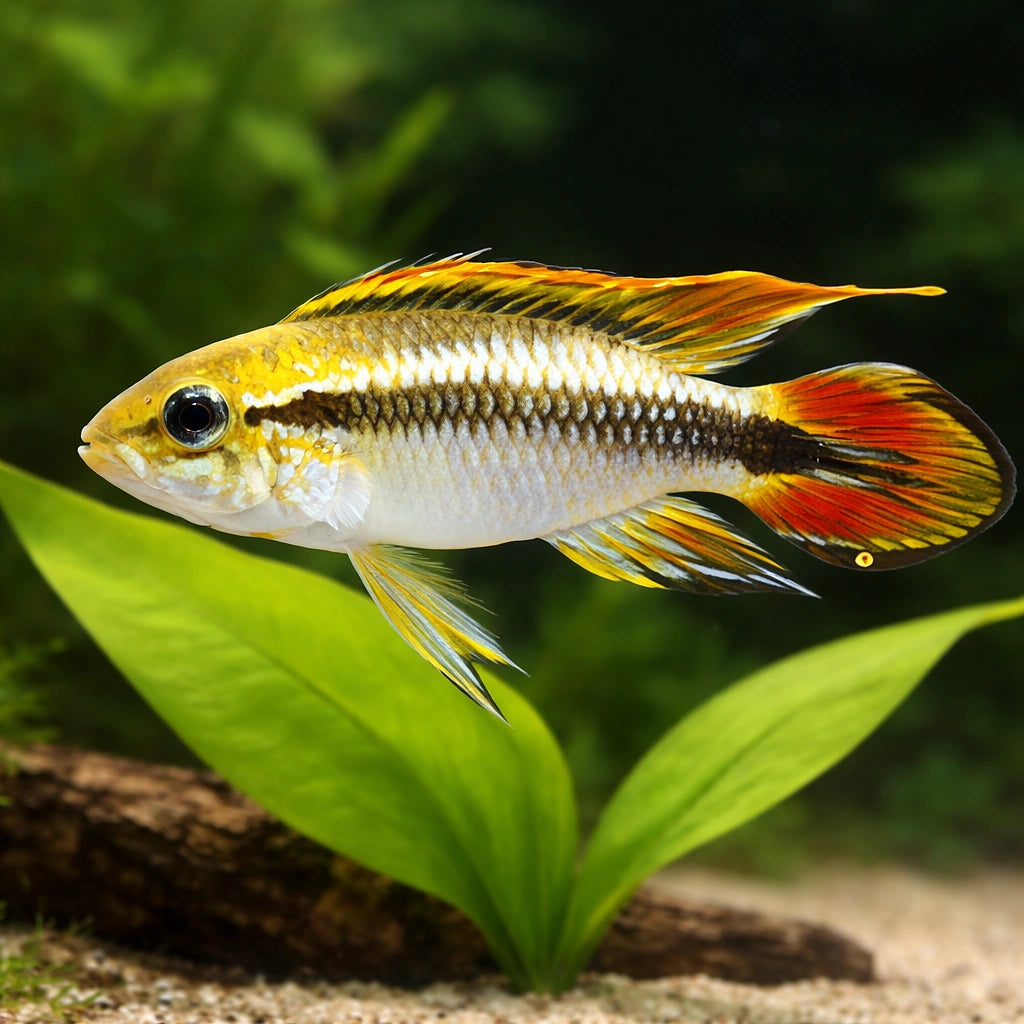 Agassiz´s blue dwarf cichlid — tropical fish for sale UK — AI scale plant view