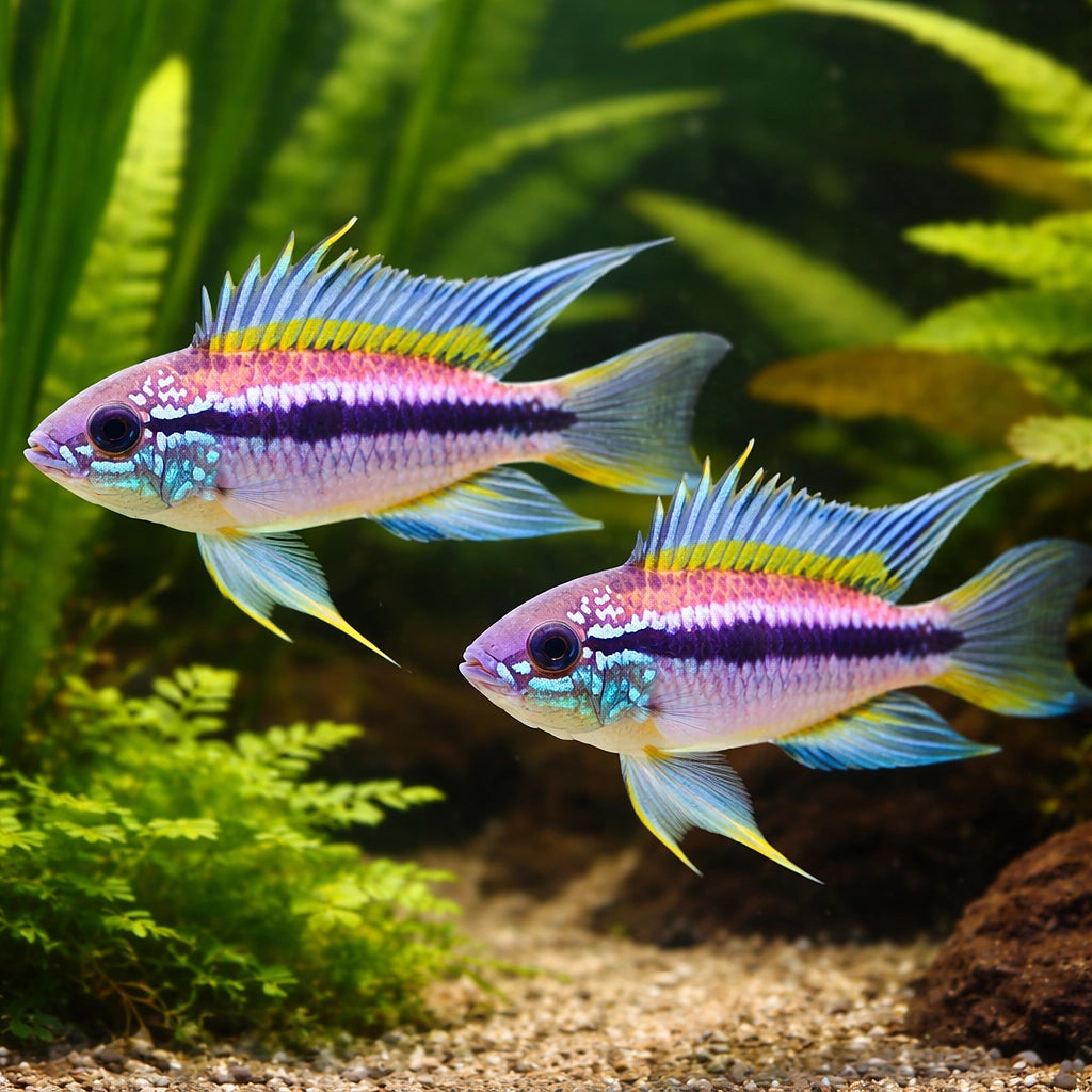 Agassiz´s Rio Madeira dwarf cichlid — tropical fish for sale UK — AI pair planted view
