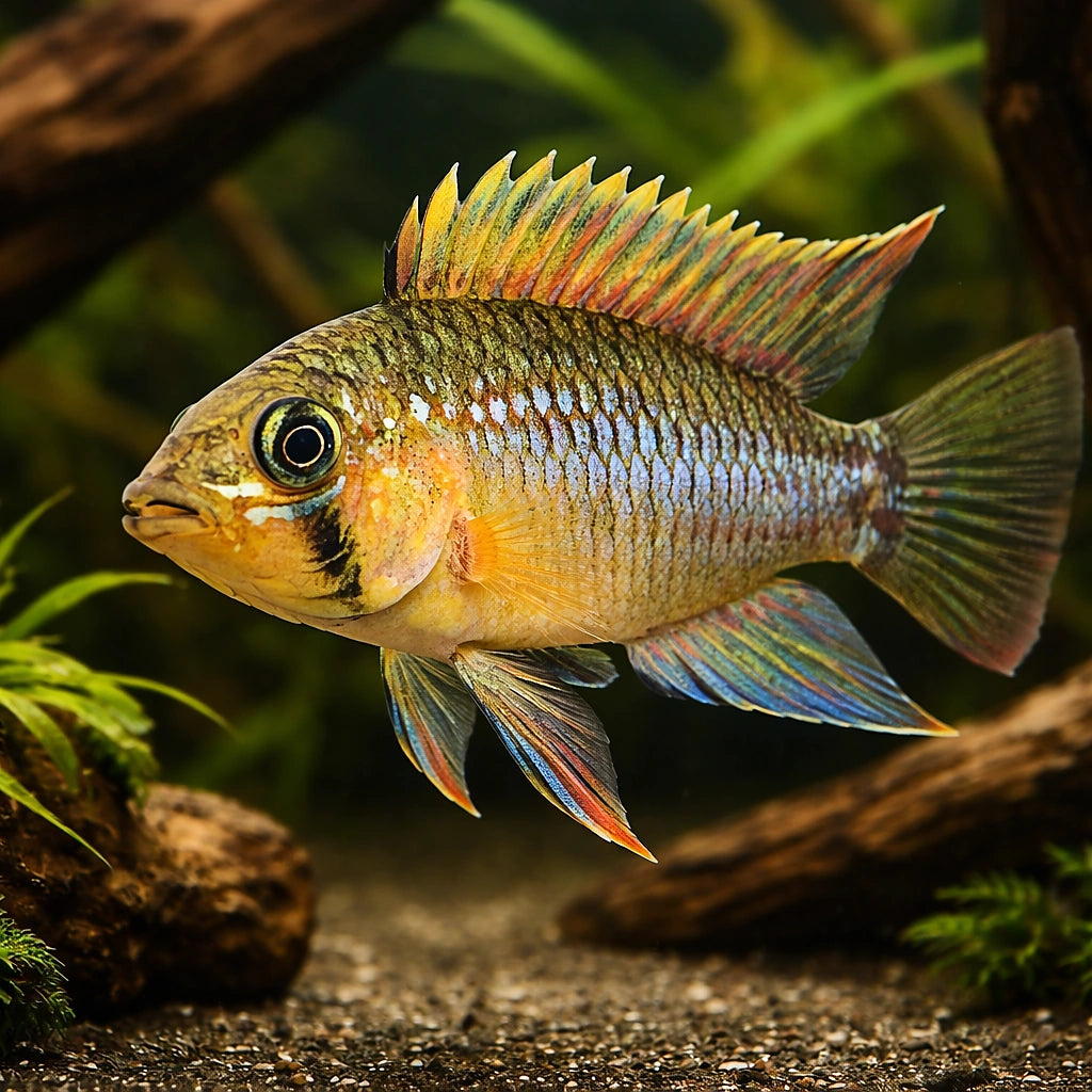 Algodon Dwarf Cichlid — tropical fish for sale UK — AI hero driftwood view
