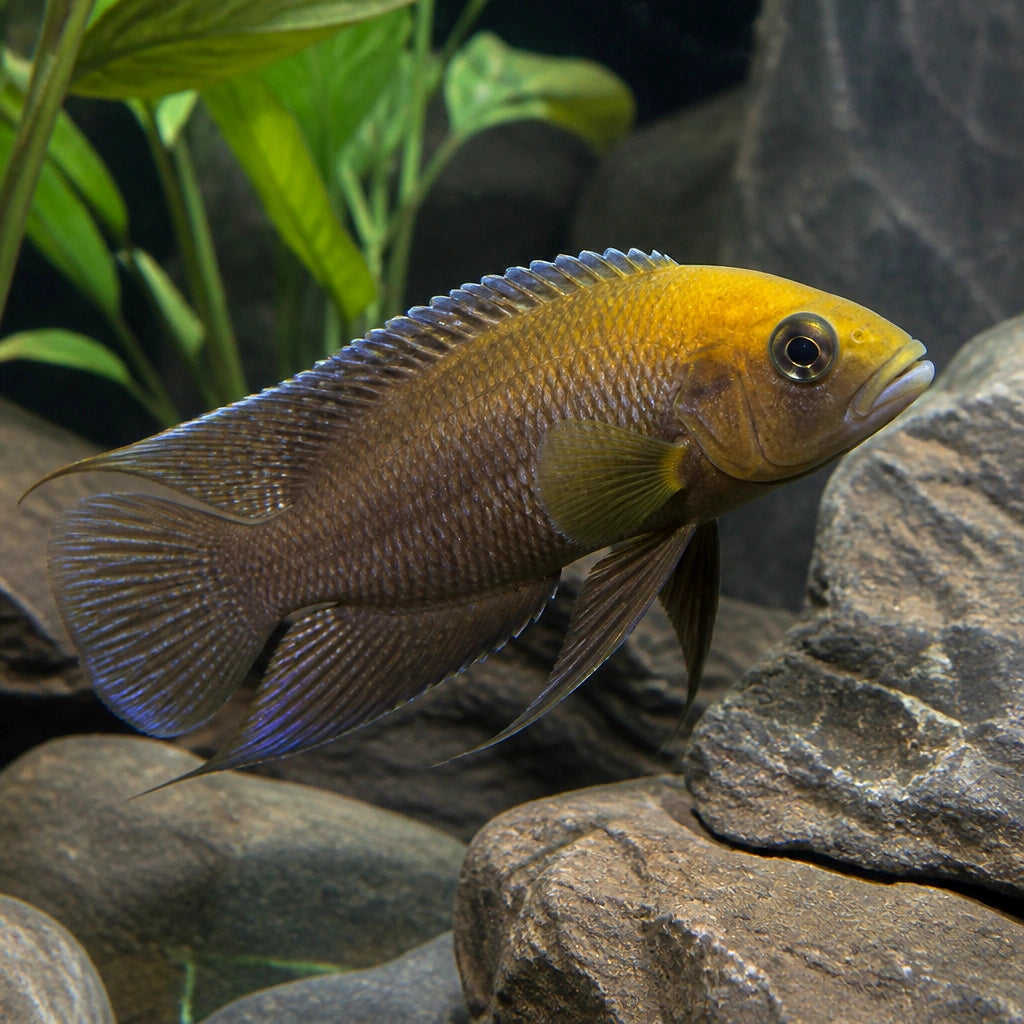 Gold Head Compressiceps - Altolamprologu — Lake Tanganyika Cichlids for sale UK — AI natural aquarium view