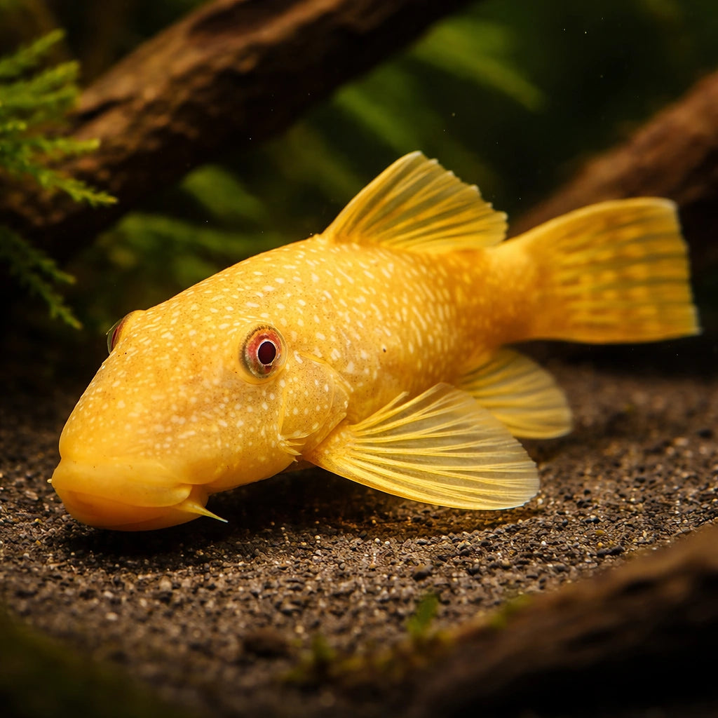 Ancistrus albino 2 - 2, — tropical fish for sale UK — AI hero driftwood view