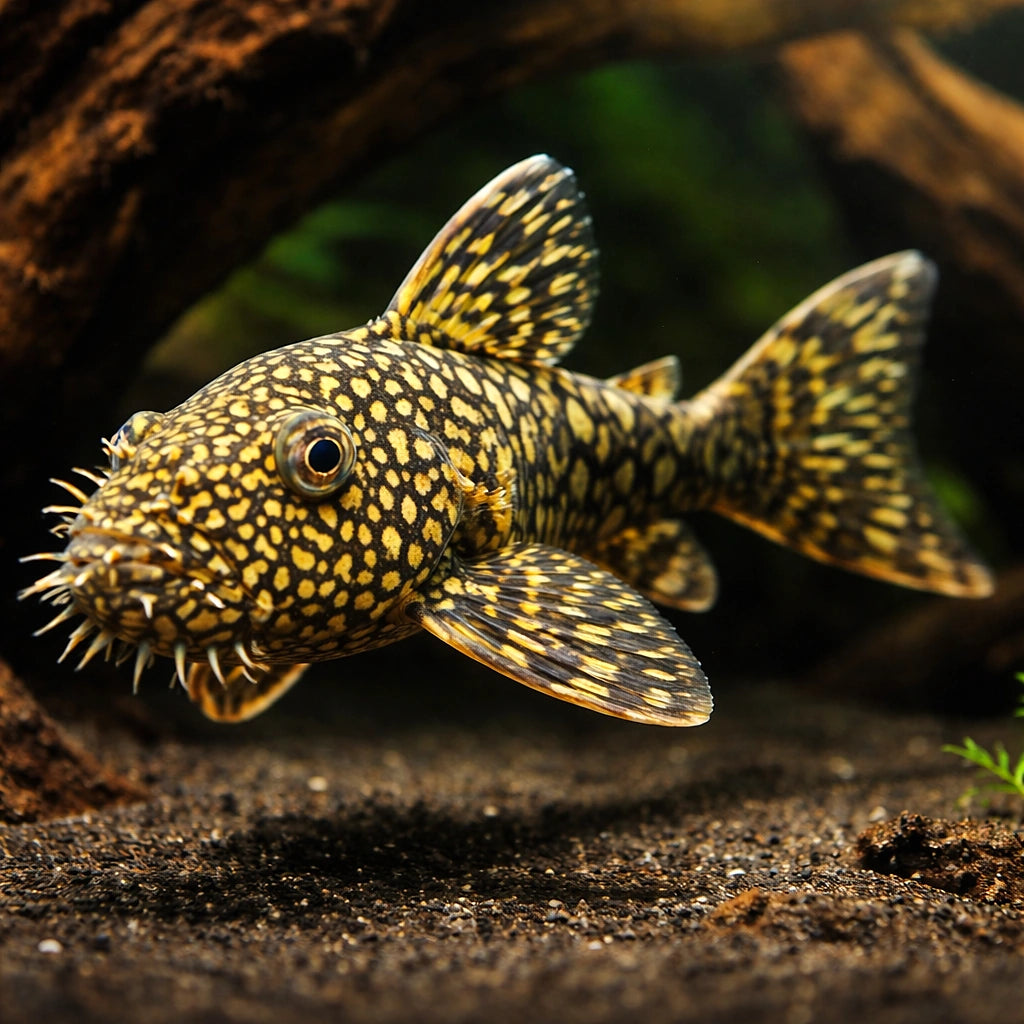Ancistrus mato grosso - lda 08 3,5 - 4, — tropical fish for sale UK — AI hero driftwood view
