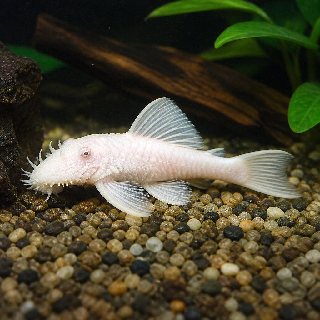 Snow White Bristlenose Pleco - Ancistrus Sp. Snow White - South American Catfish, Stunning Addition to Your Aquarium Cleaning Crew for a Thriving Ecosystem, Beautiful Algae Eater for Freshwater Tanks — for sale UK — AI natural aquarium view
