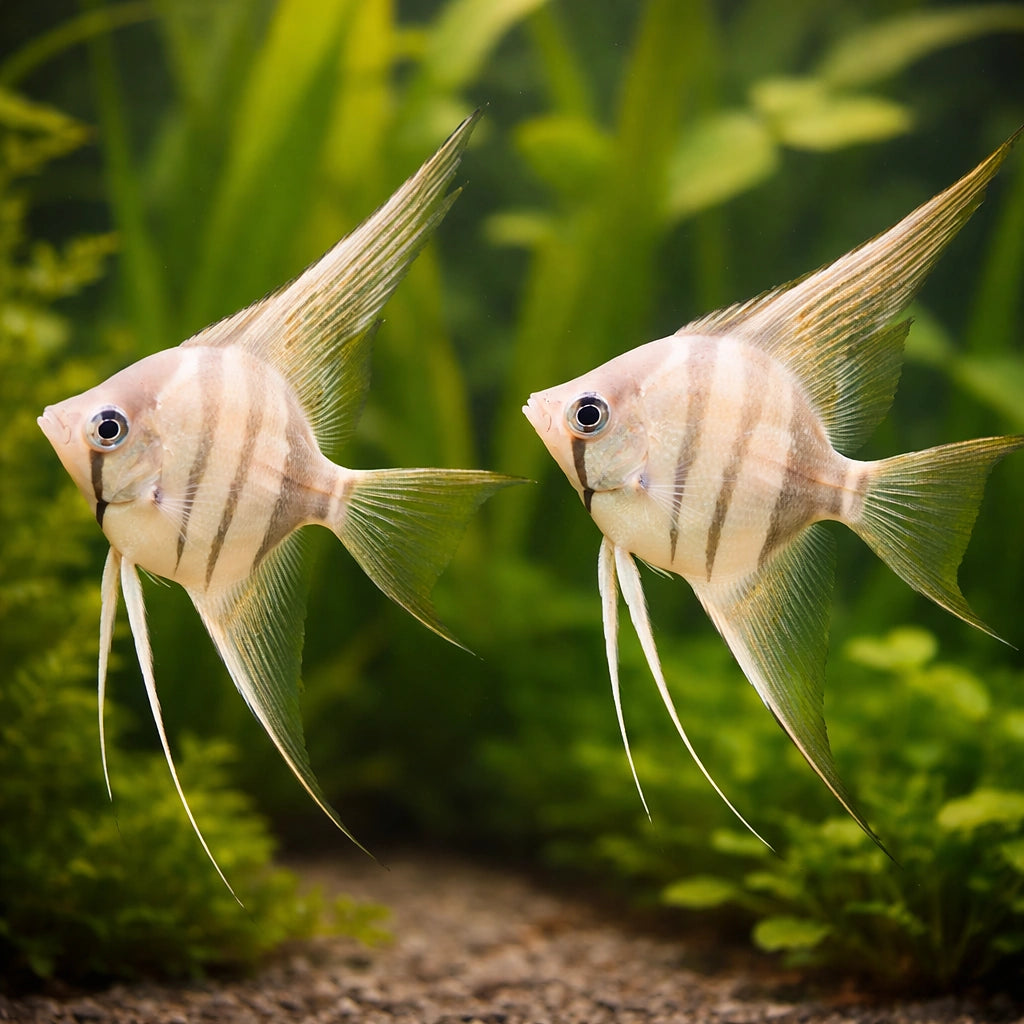 Angel Fish Small (Pterophyllum scalare scalare) - Freshwater Angelfish for Sale UK — AI pair planted view