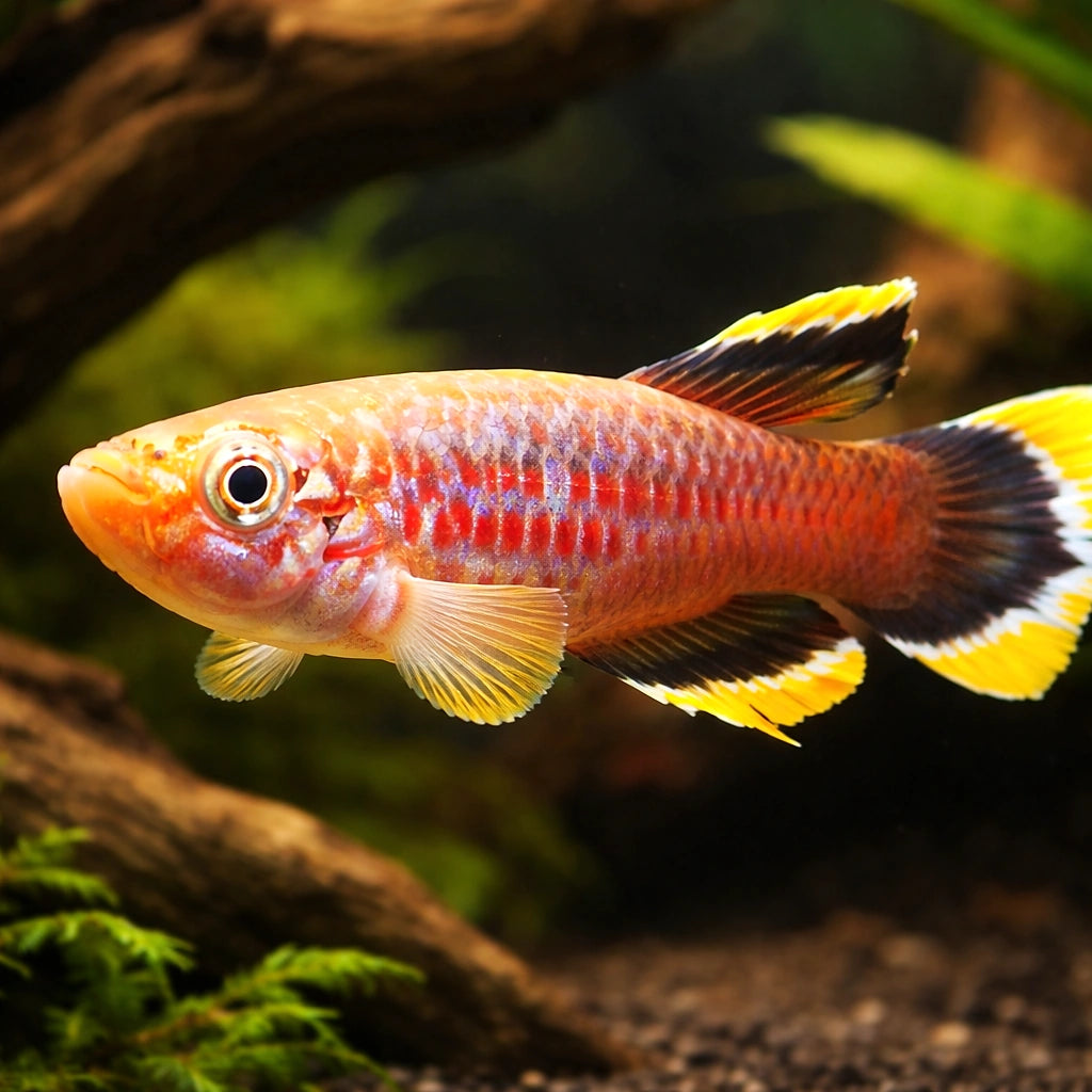 Aphyosemoin c. celiae Teke M — tropical fish for sale UK — AI hero driftwood view