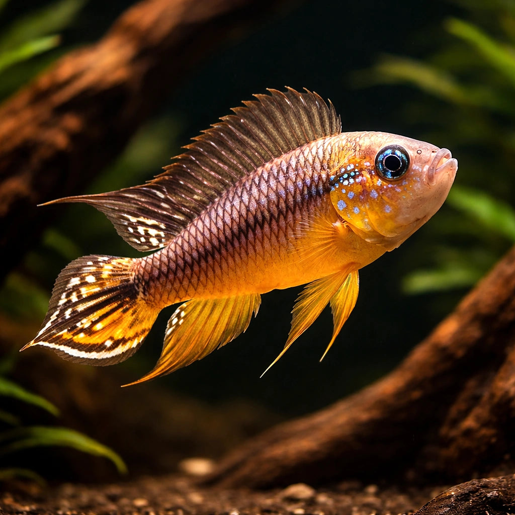 Apisto Agassizii — Dwarf Cichlid for sale UK — AI hero driftwood view