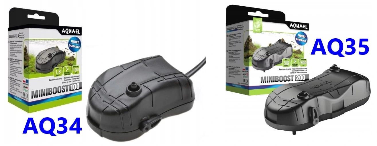 Aquael MiniBoost 100 l/h aquarium air pump in black