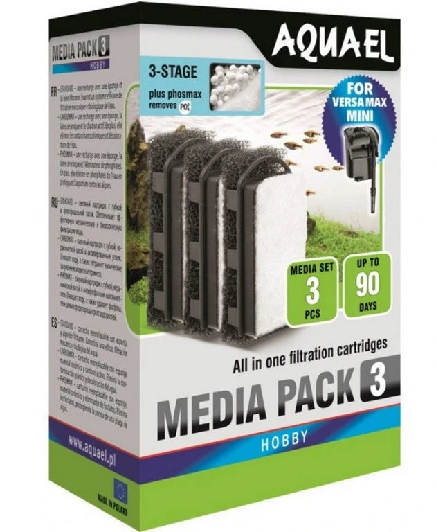 Aquael Versamax FZN Phosmax Media 3-piece replacement filter media pack