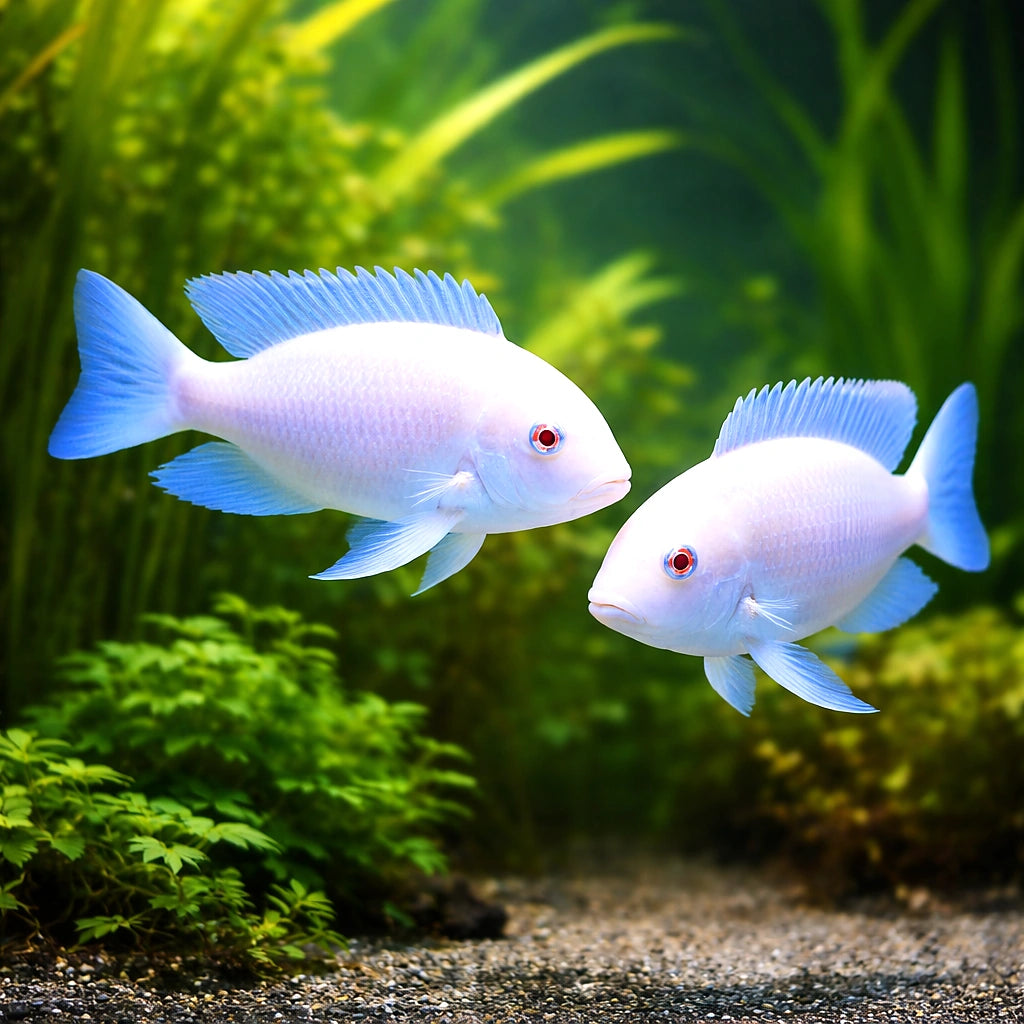 Red Albin Peacock Cichlid — Albino Cyrtocara moorii - Aquarium Fish UK (Cyrtocara moorii) — Add a rare Albino Cyrtocara…