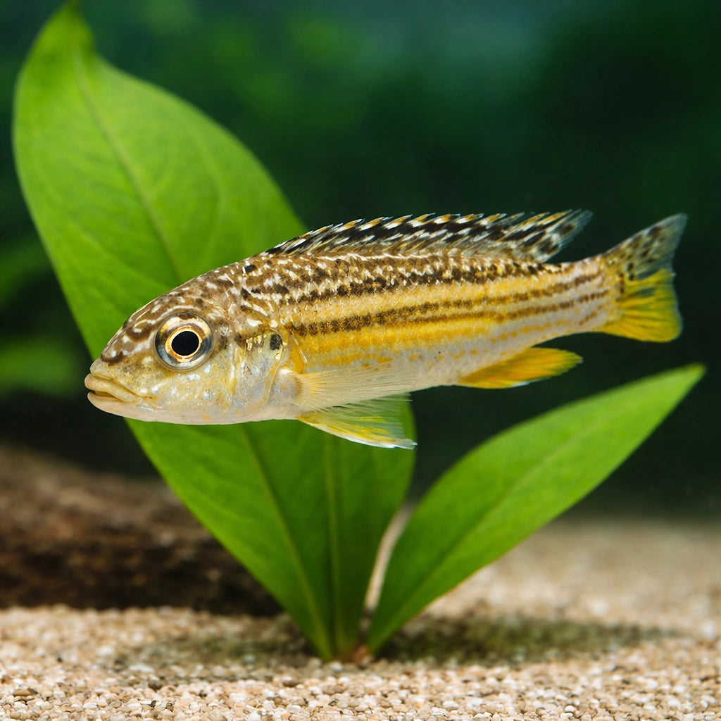 Dwarf Golden Mbuna Cichlid (Melanochromis sp.) - UK (Melanochromis auratus) — Add a bold Dwarf Golden Mbuna Cichlid to your…