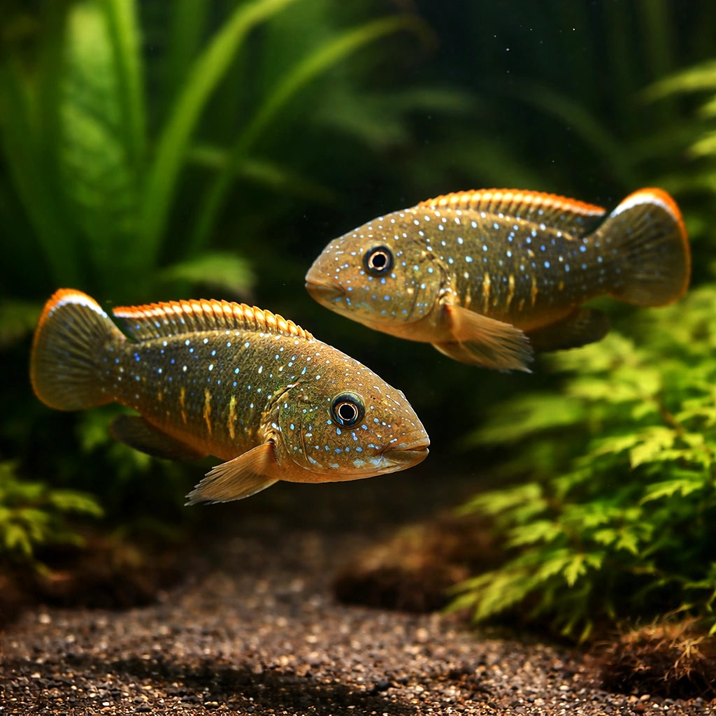 aquarium fish UK — Lake Tanganyika Cichlids for sale UK — AI pair planted view