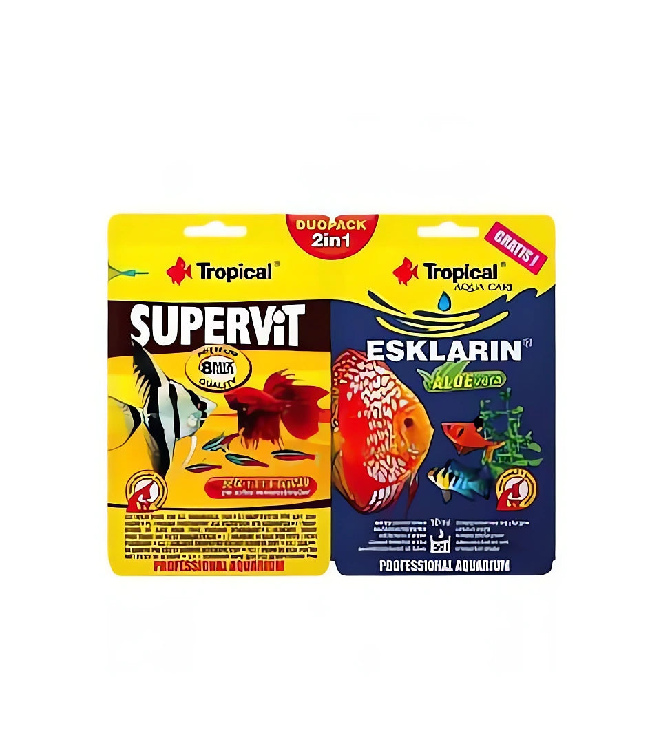 Tropical Duopack Supervit 12g + Esklarin 10ml — Handy Tropical duopack with Supervit fish food and Esklarin water treatment