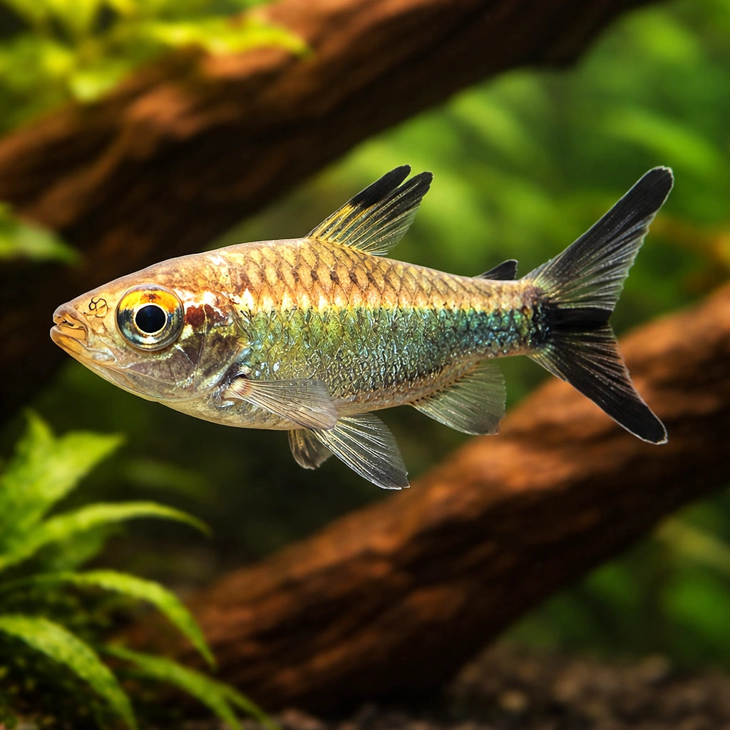 Arnoldichthys spilopterus 5 - — tropical fish for sale UK — AI hero driftwood view
