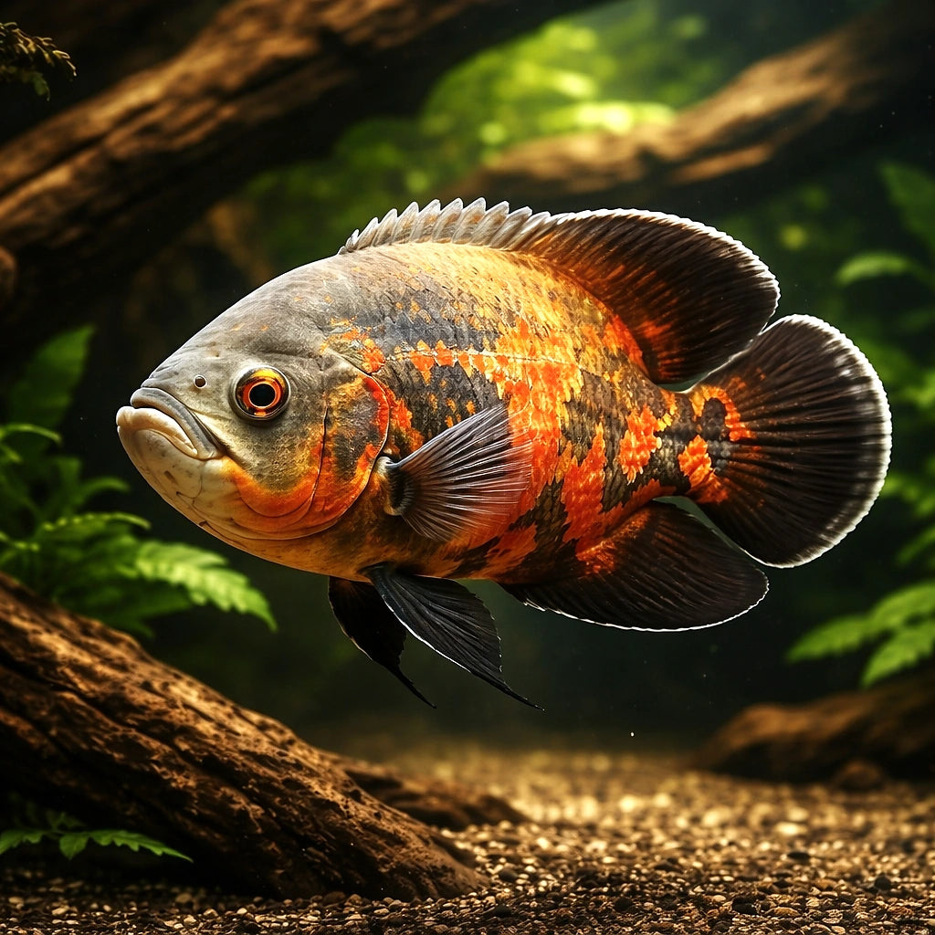 Astronotus ocellatus — South American Cichlids for sale UK — AI hero driftwood view
