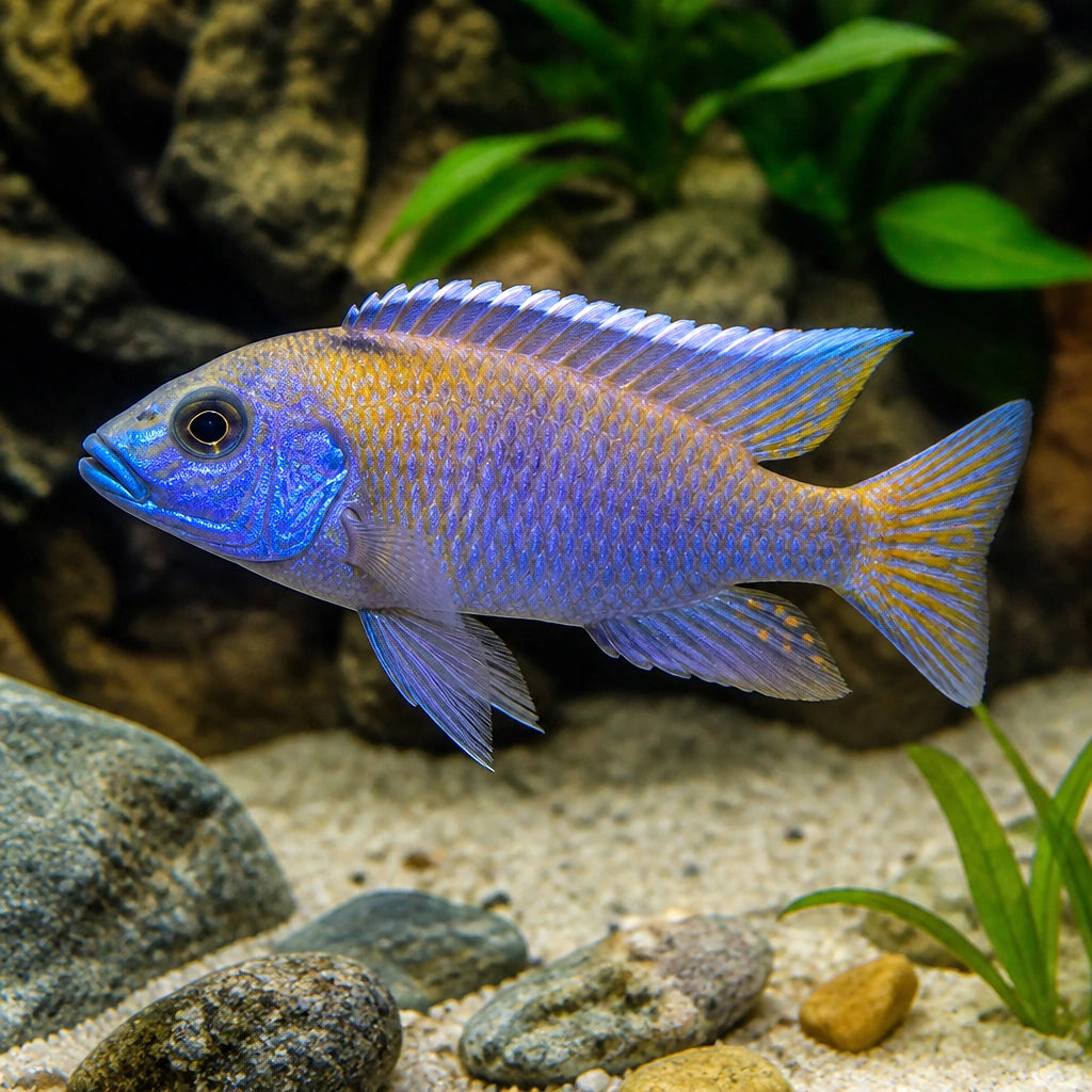 Aulonocara super color mix — tropical fish for sale UK — AI natural aquarium view