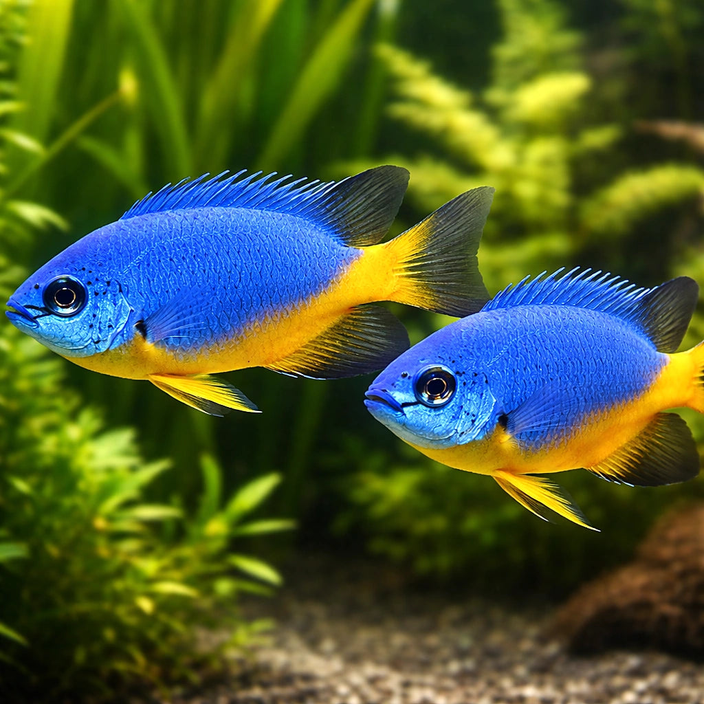Azure Demoiselle M — tropical fish for sale UK — AI pair planted view