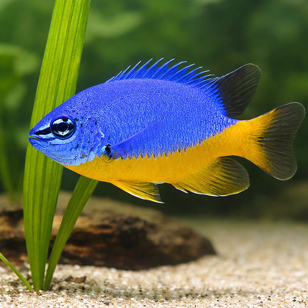 Azure Demoiselle M — tropical fish for sale UK — AI scale plant view