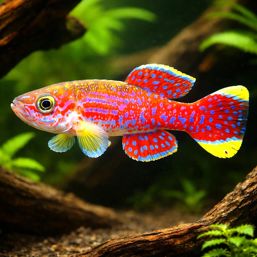 Azure Killie — tropical fish for sale UK — AI hero driftwood view
