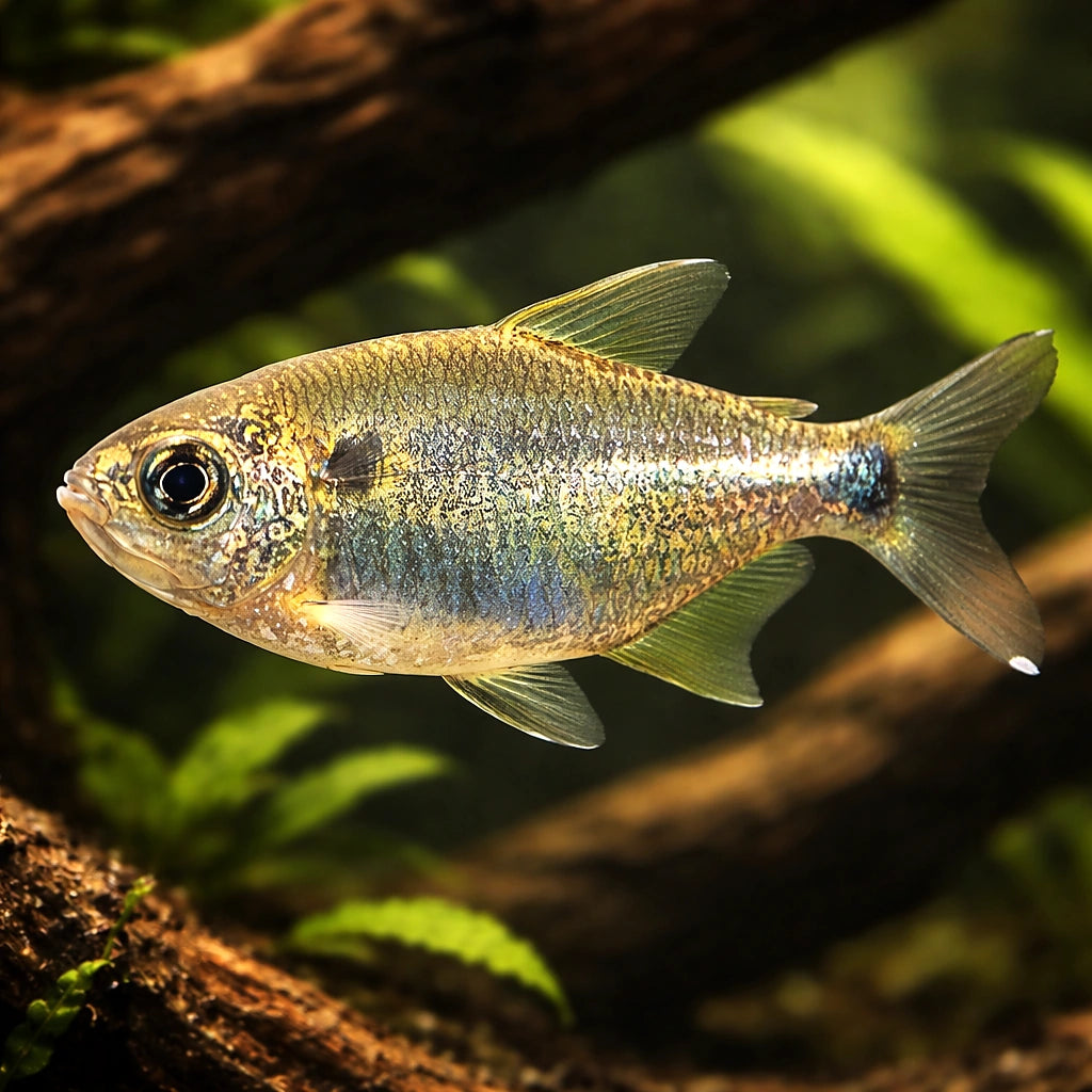 Banded Astyanax — tropical fish for sale UK — AI hero driftwood view