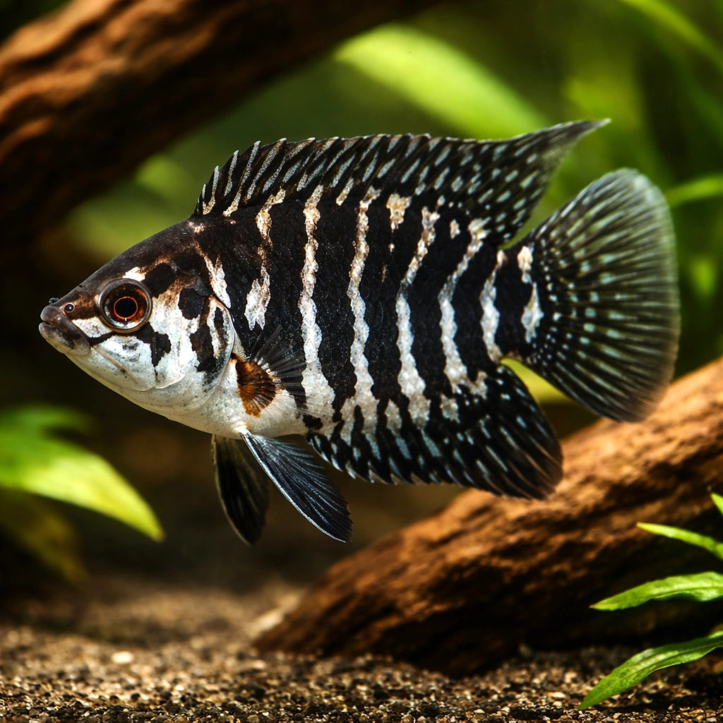 Banded Ctenopoma — tropical fish for sale UK — AI hero driftwood view