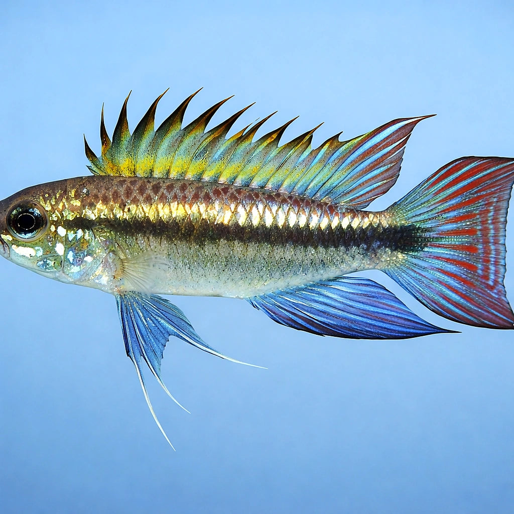 Banded Dwarf Cichlid Peru blue — tropical fish for sale UK — AI side clean view