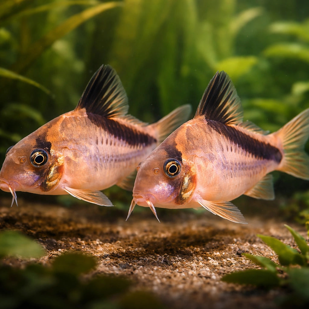 Bandit Corydoras — tropical fish for sale UK — AI pair planted view