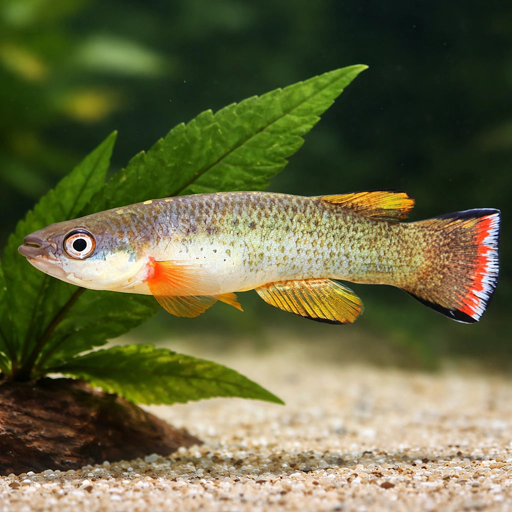 Bar-Tailed Rivulus — tropical fish for sale UK — AI scale plant view