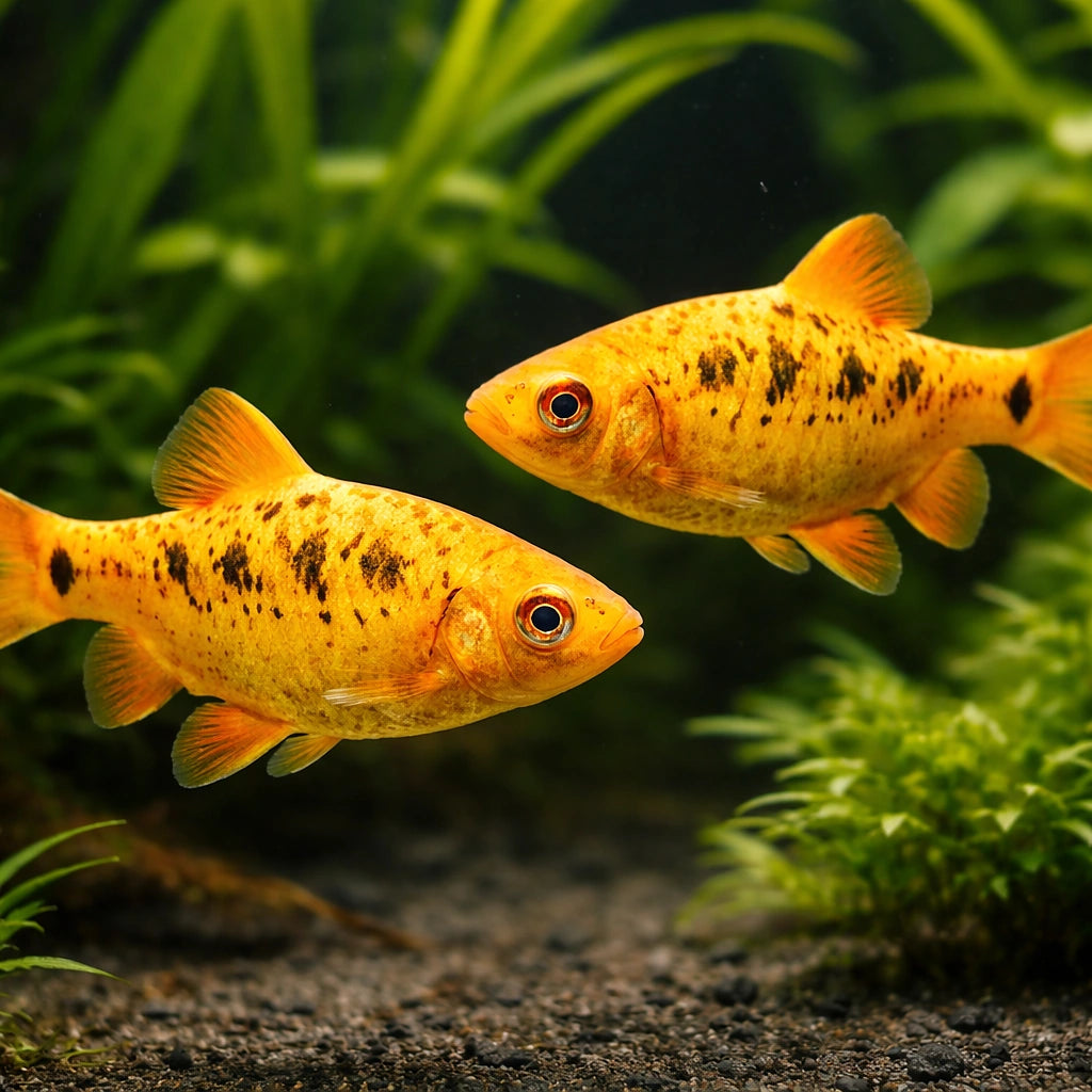 Barbus /Capoeta/ schuberti neon 3 - — tropical fish for sale UK — AI pair planted view