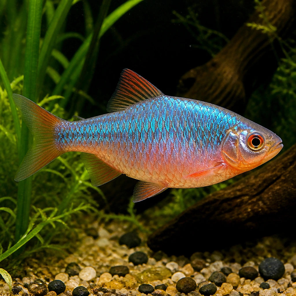 Barbus conchonius neon super color — tropical fish for sale UK — AI natural aquarium view