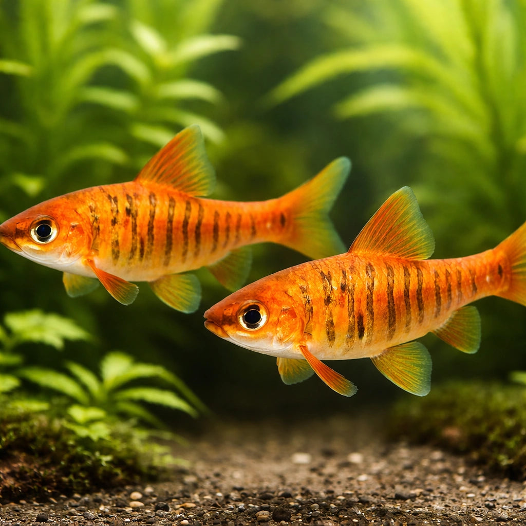 Barbus fasciolatus/ barilioides 3,5 - 4, — tropical fish for sale UK — AI pair planted view