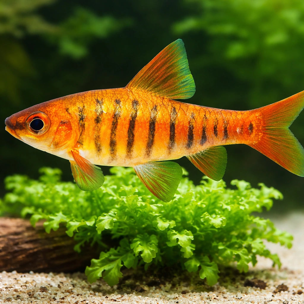Barbus fasciolatus/ barilioides 3,5 - 4, — tropical fish for sale UK — AI scale plant view