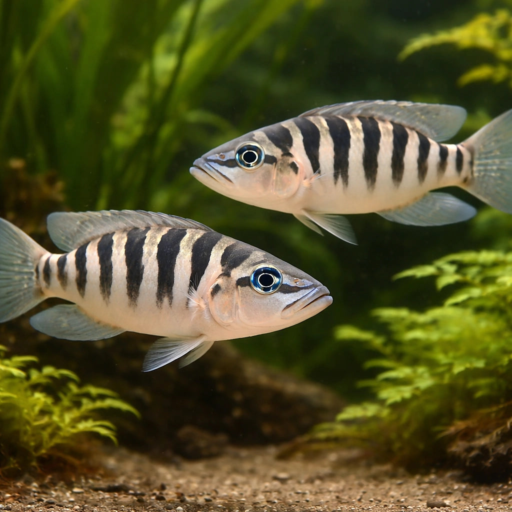 Barred Lamprologus — tropical fish for sale UK — AI pair planted view