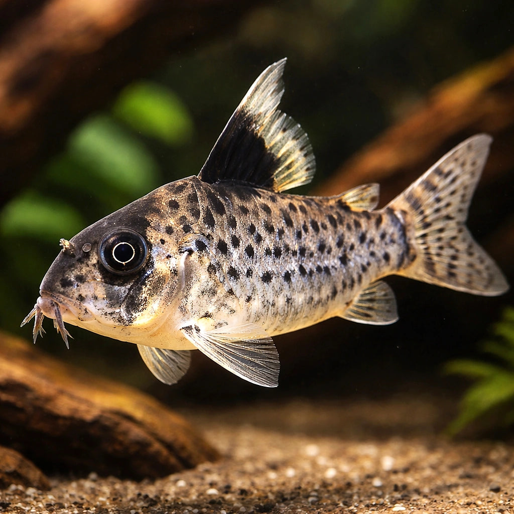 best algae eating fish — Catfish cory pleco for sale UK — AI hero driftwood view