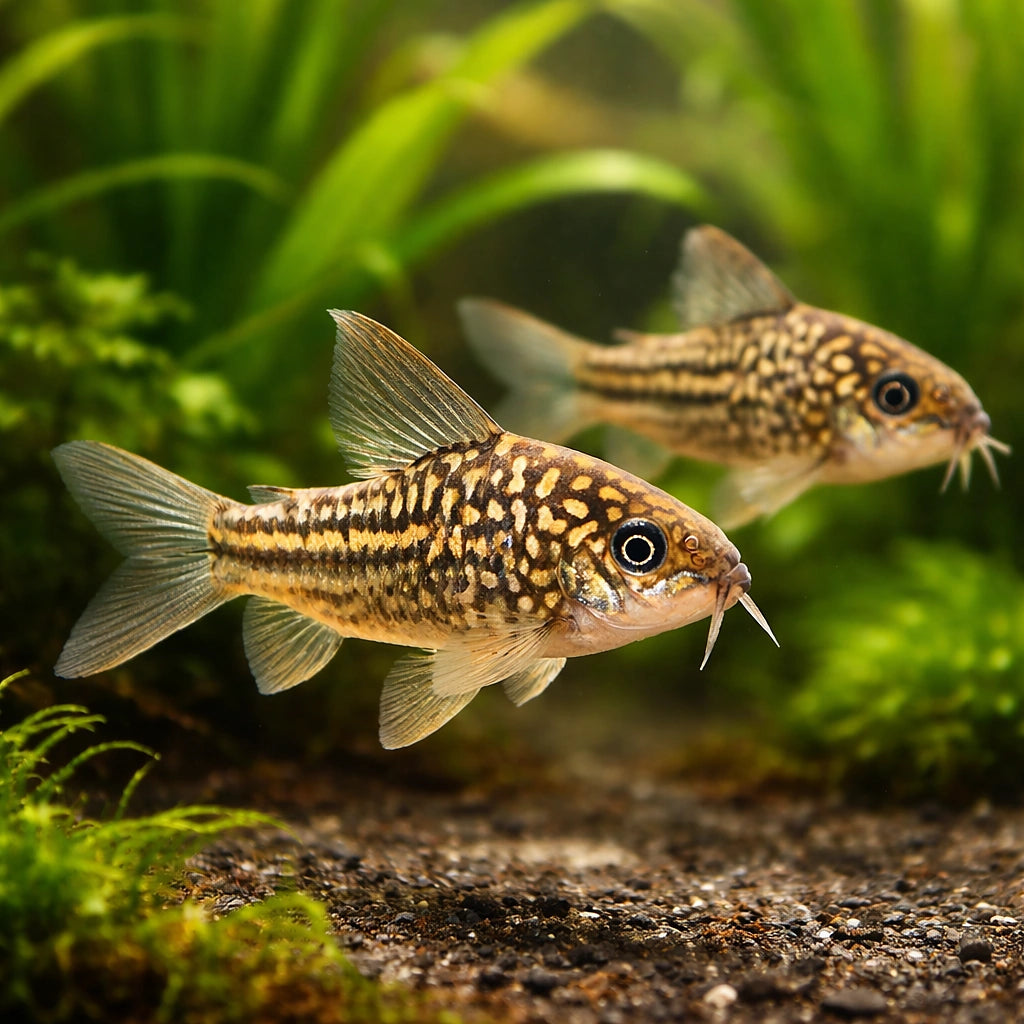best algae eating fish — Catfish cory pleco for sale UK — AI pair planted view