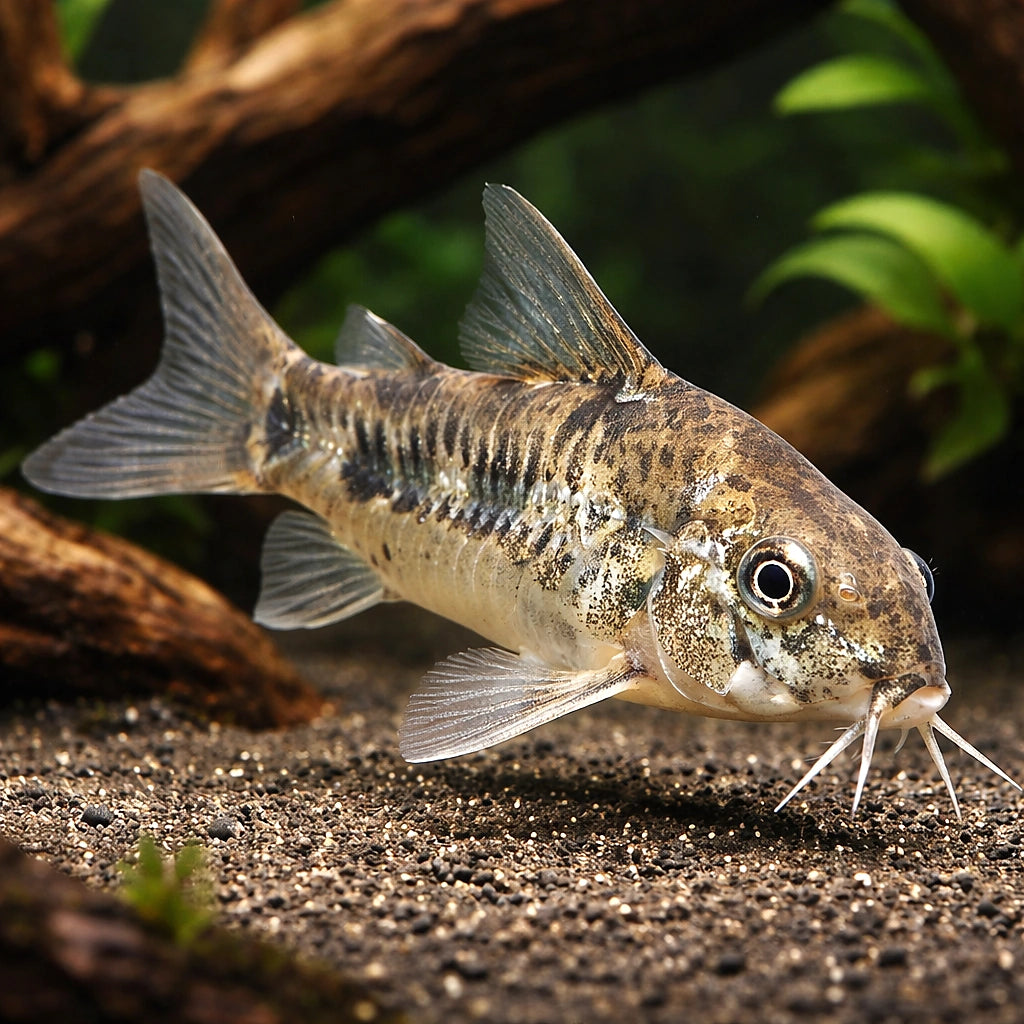 best algae eating fish — Catfish cory pleco for sale UK — AI hero driftwood view