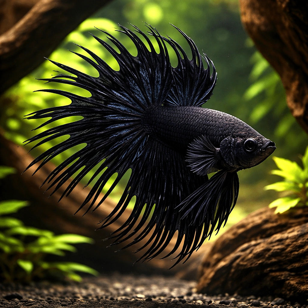 betta fish temperature — Betta Fighter fish for sale UK — AI hero driftwood view