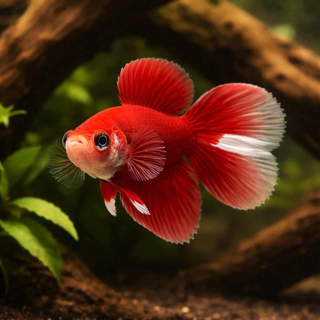 betta fish temperature — Betta Fighter fish for sale UK — AI hero driftwood view
