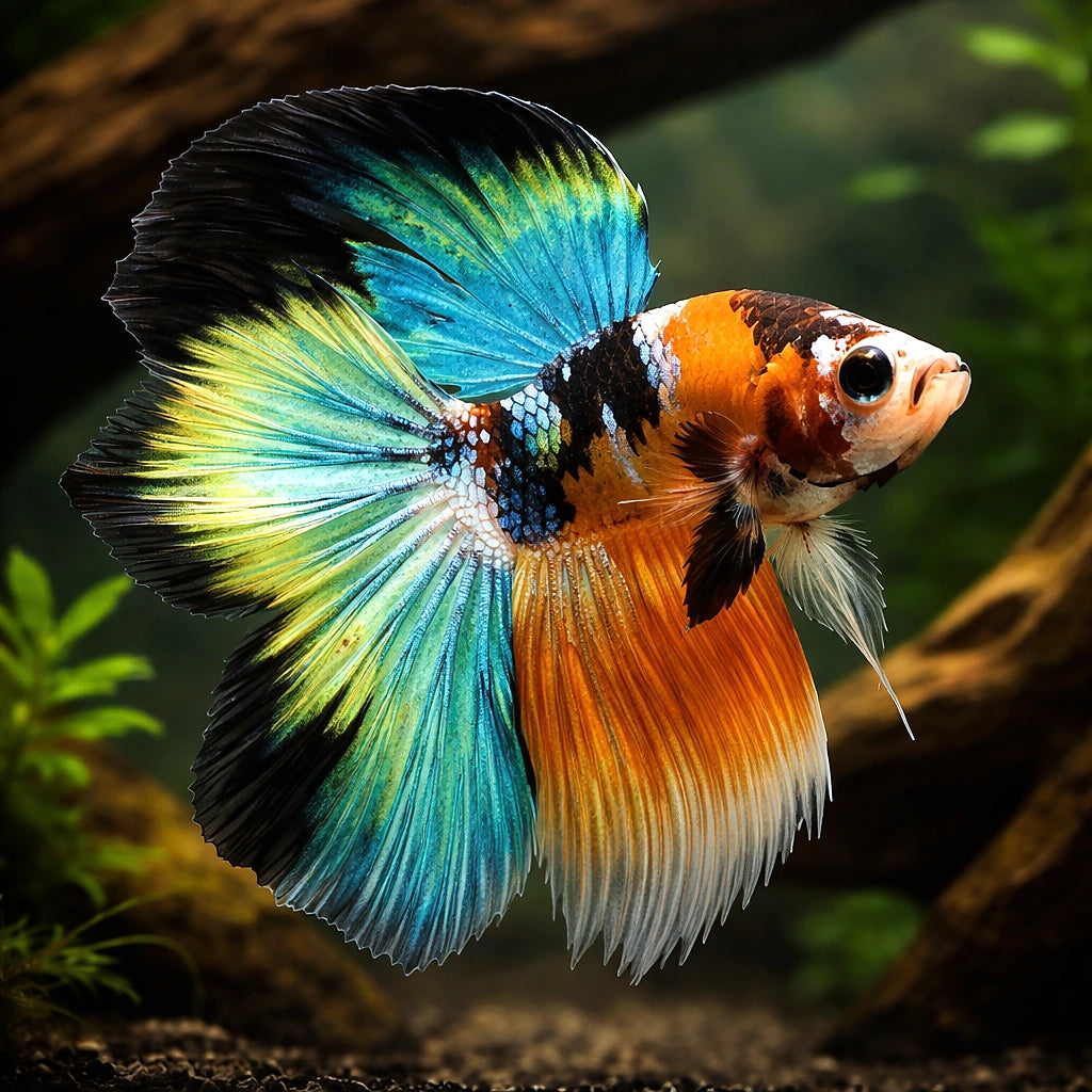 betta fish temperature — Betta Fighter fish for sale UK — AI hero driftwood view