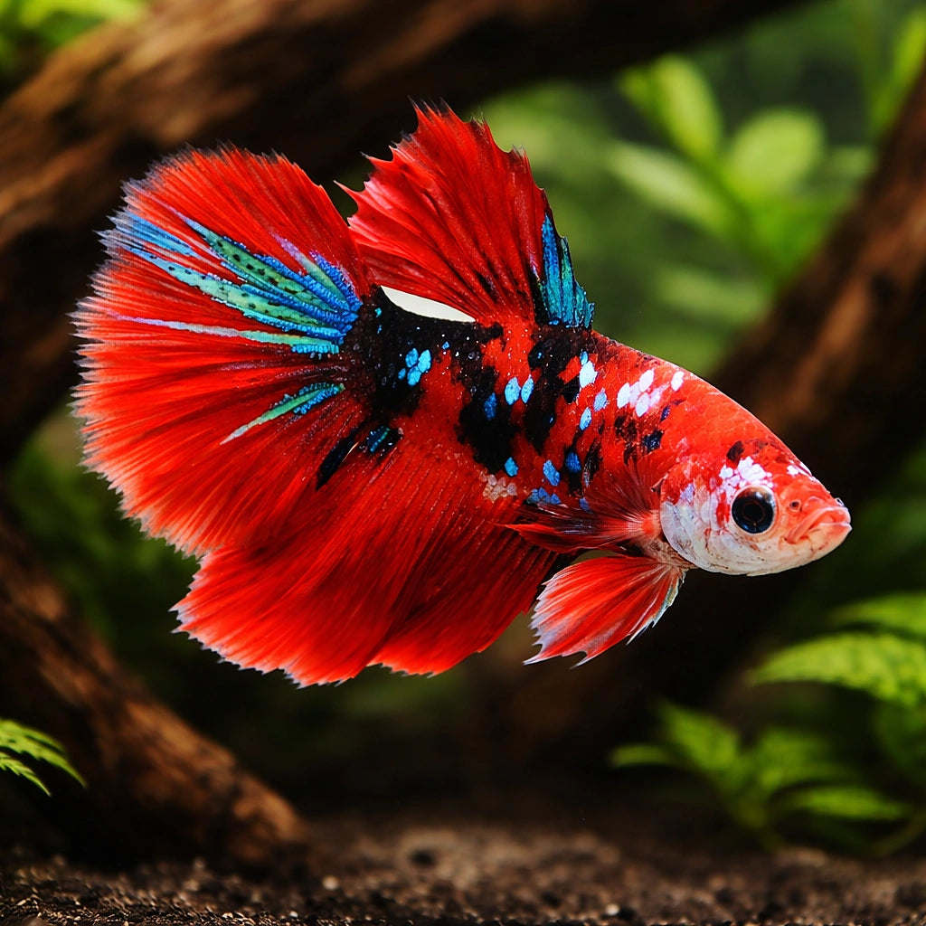 betta fish temperature — Betta Fighter fish for sale UK — AI hero driftwood view
