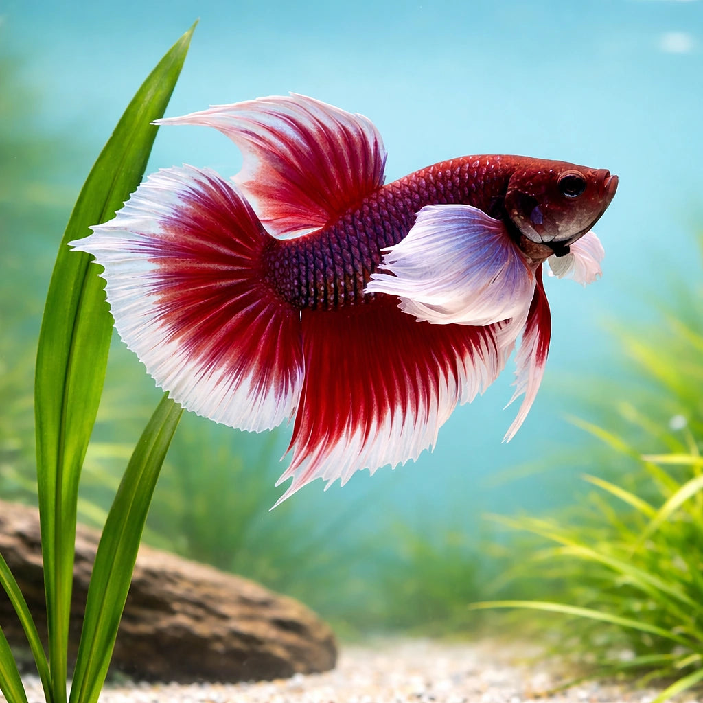 betta fish temperature — Betta Fighter fish for sale UK — AI scale plant view