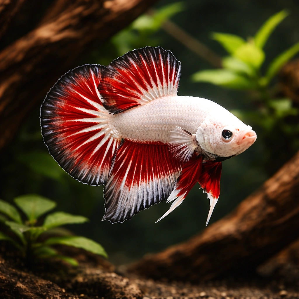 betta fish temperature — Betta Fighter fish for sale UK — AI hero driftwood view