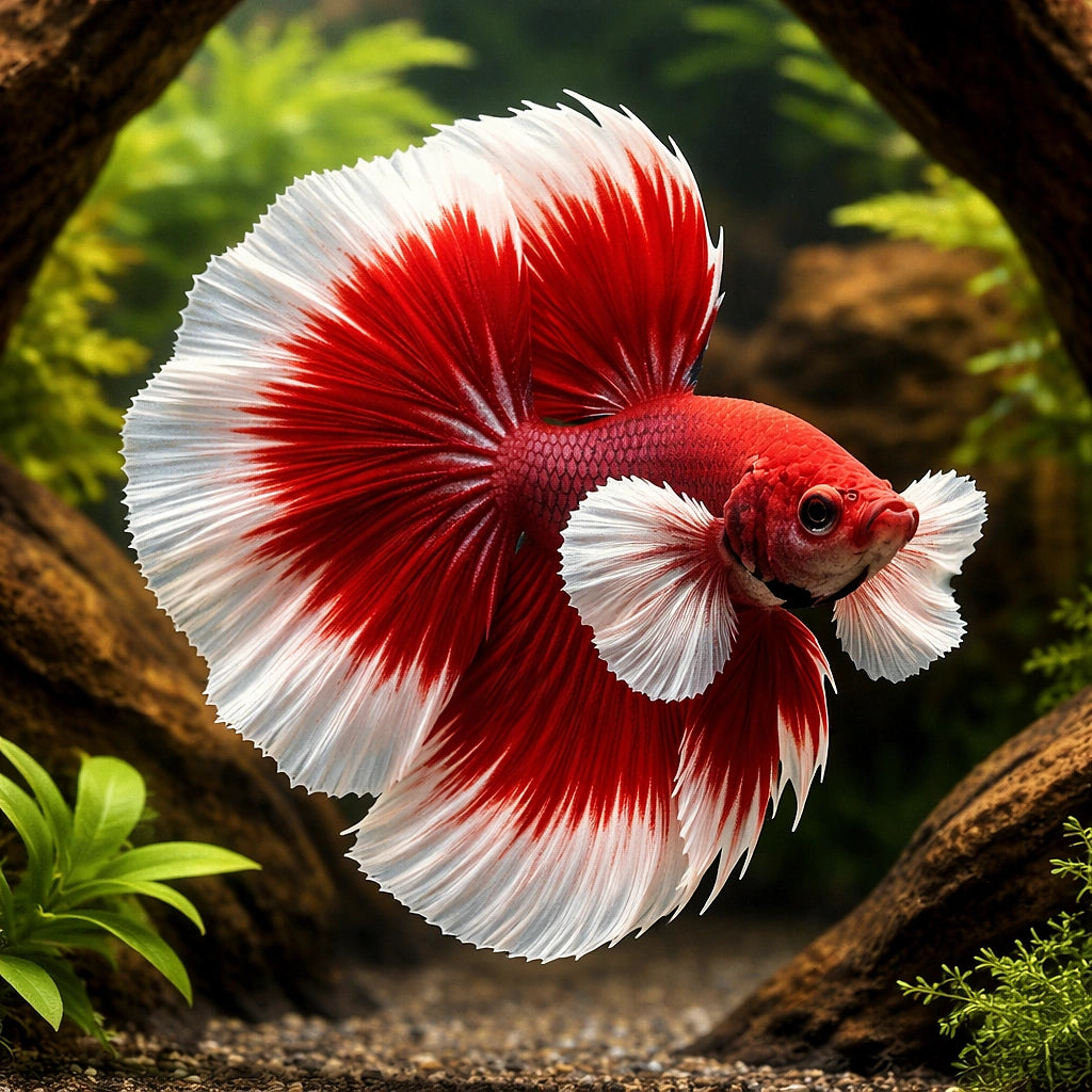 betta fish temperature — Betta Fighter fish for sale UK — AI hero driftwood view