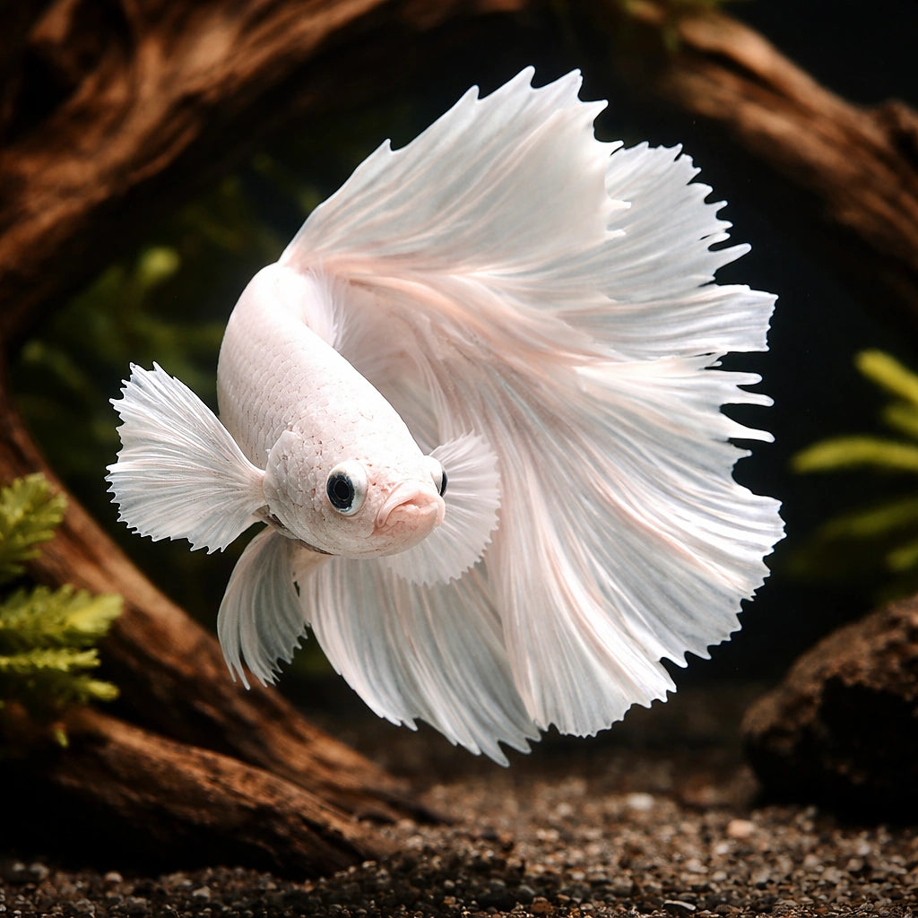 betta fish temperature — Betta Fighter fish for sale UK — AI hero driftwood view
