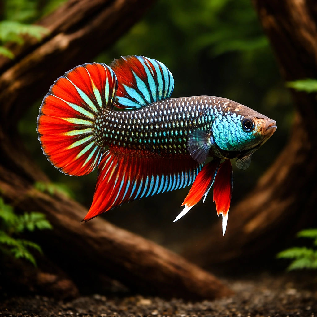 betta fish UK — Betta Fighter fish for sale UK — AI hero driftwood view