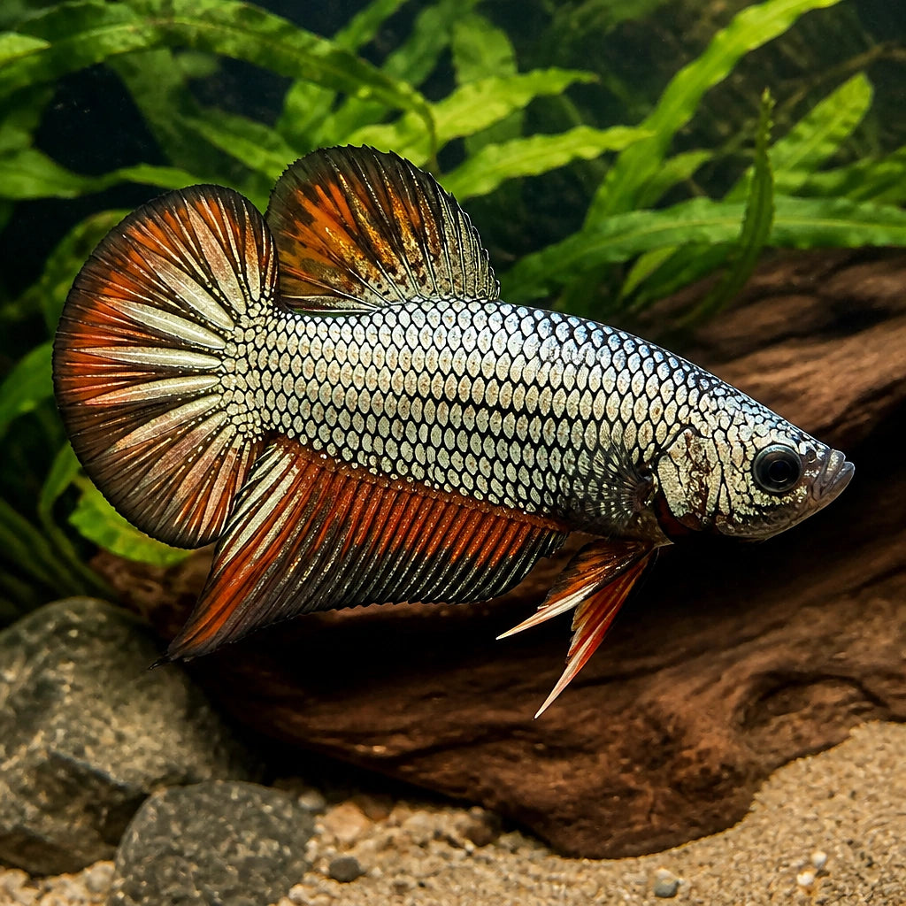 Betta male Alien Samurai Copper - Betta Fish for Sale UK — tropical fish for sale UK — AI natural aquarium view
